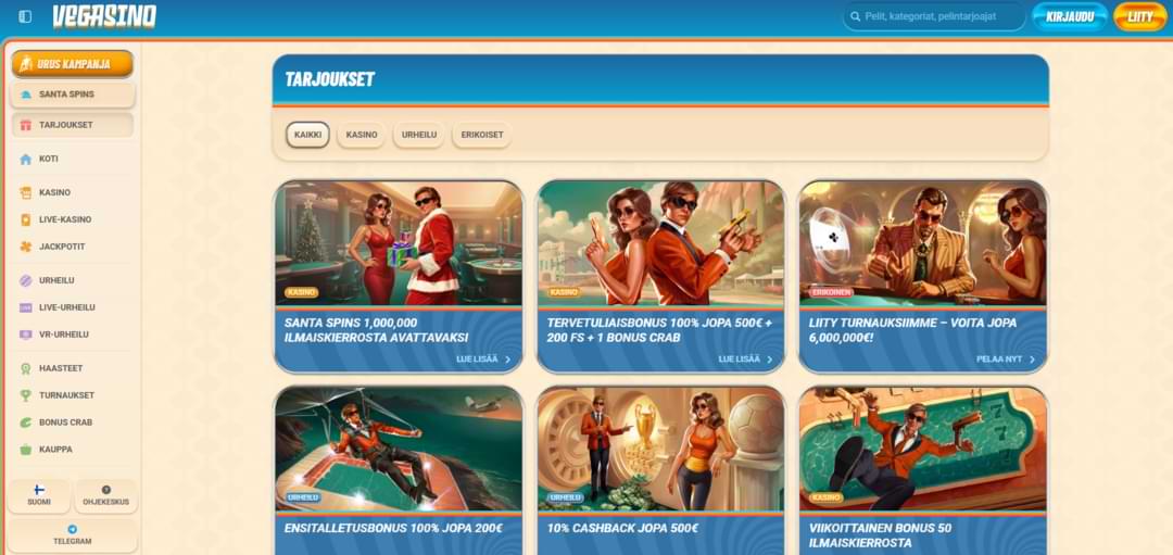 Bonukset Vegasino Casinolla